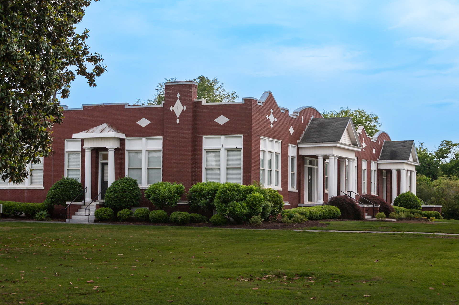 A distinctive red-brick institutional building in Canton, Georgia, photographed in May 2014