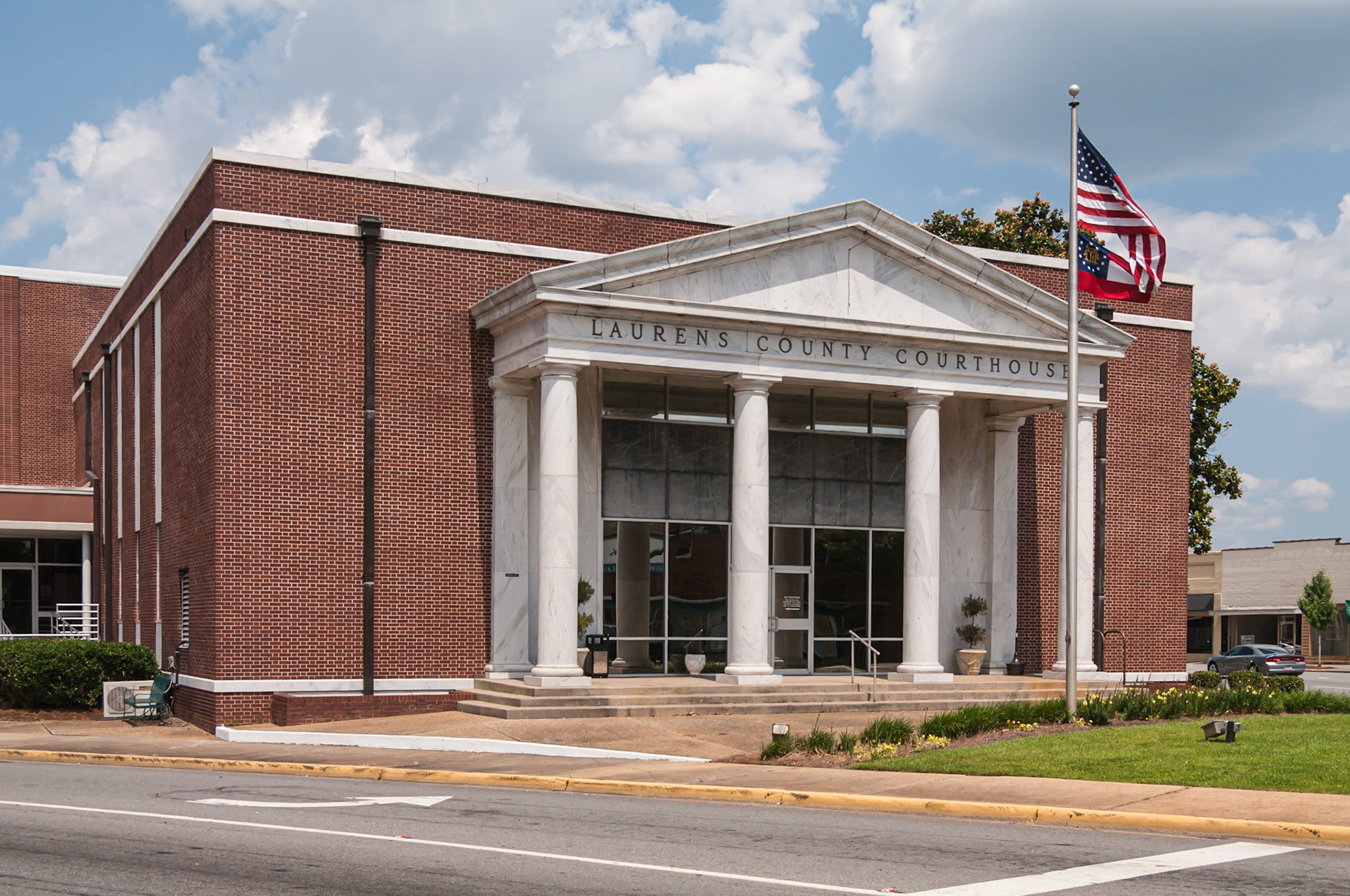 The Laurens County Courthouse in downtown Dublin, Georgia, photographed in June 2014
