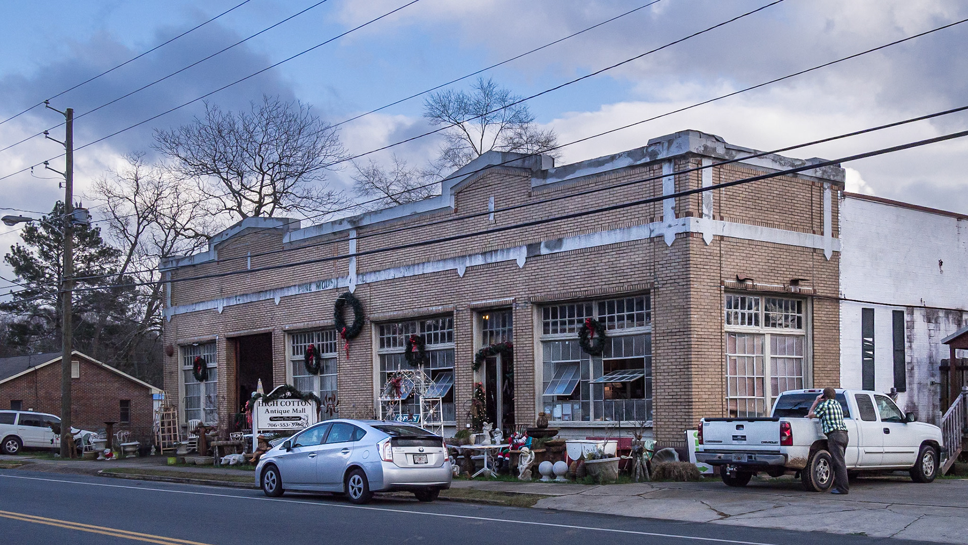 An antique store and its sidewalk displays in downtown Woodbury, Georgia, in December 2015