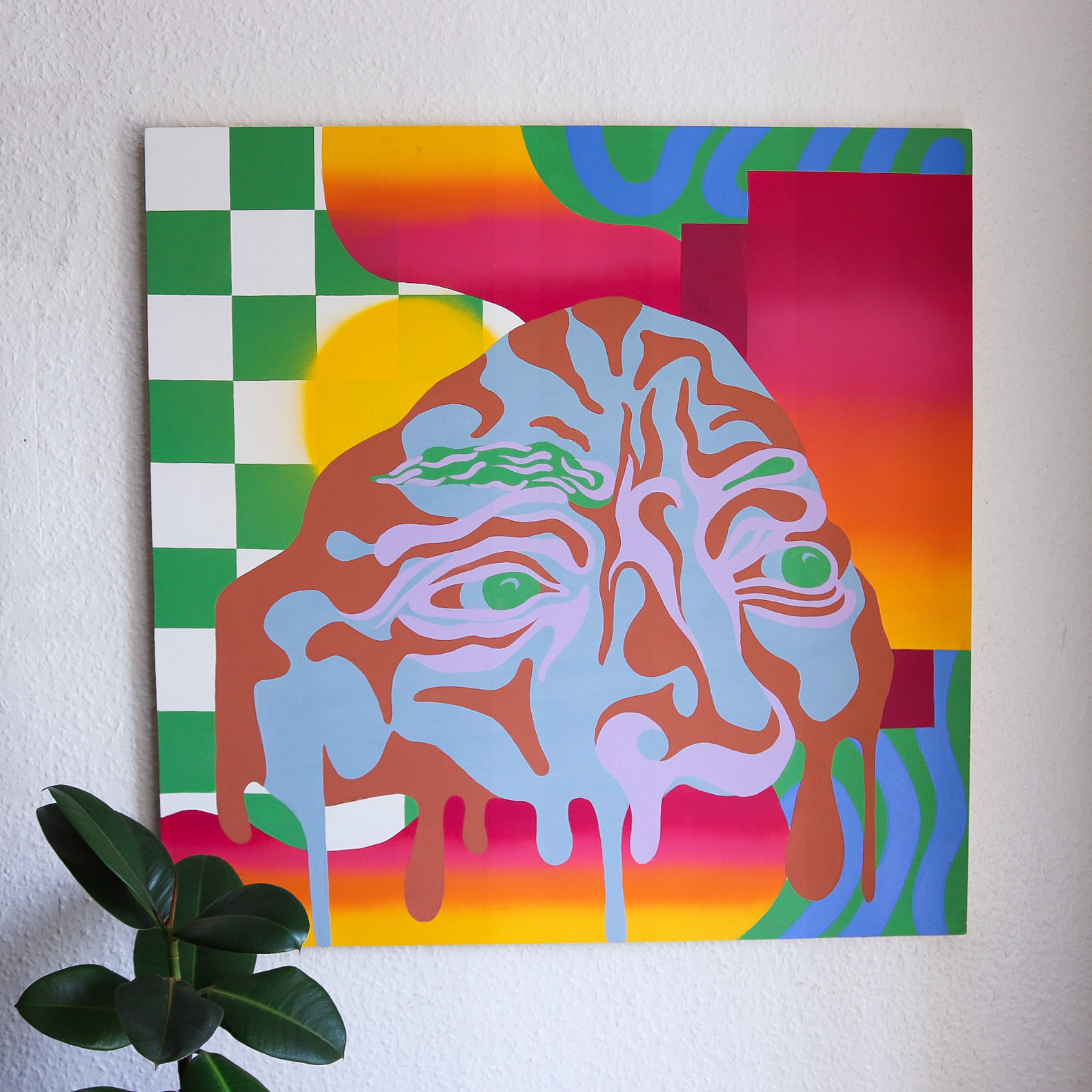 Prismatic Series emulsion and spray paint on wood