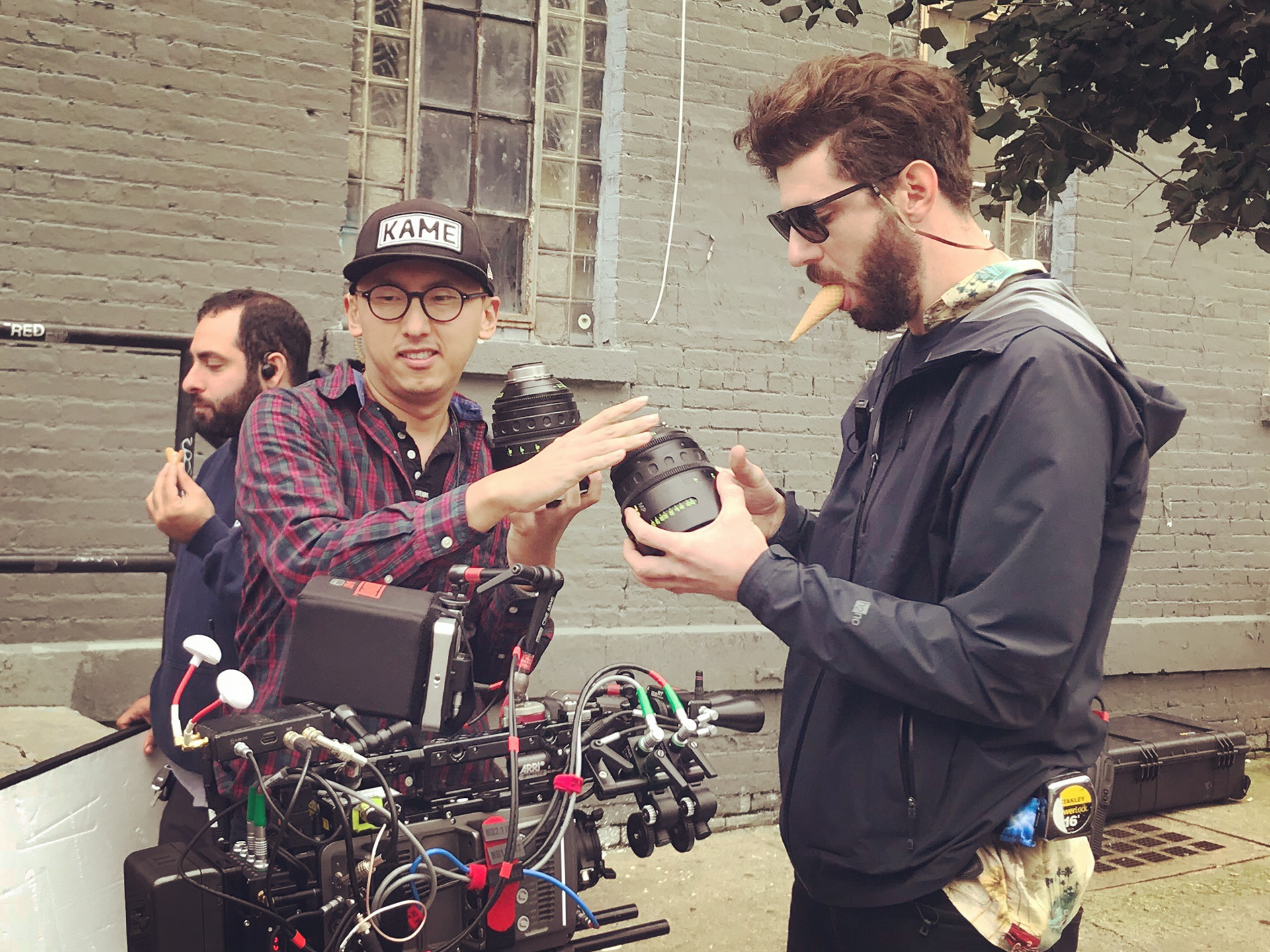 Swapping a lens during a ice cream break with the help of Yayo Vang (Loader)