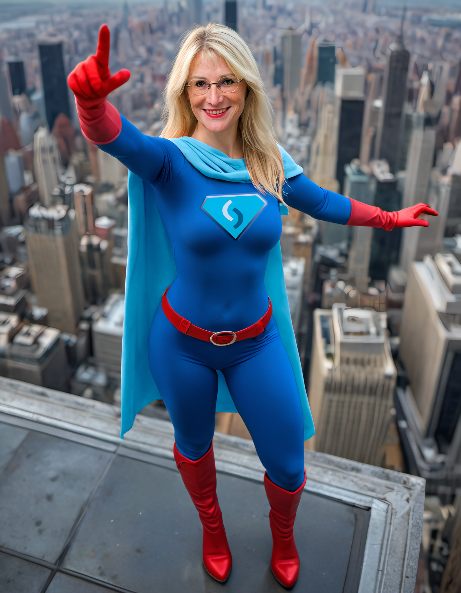 Romana alias Super woman. Tato fotografie vznikla při příležitosti výročí založení Business Friends, jehož je majitelkou.