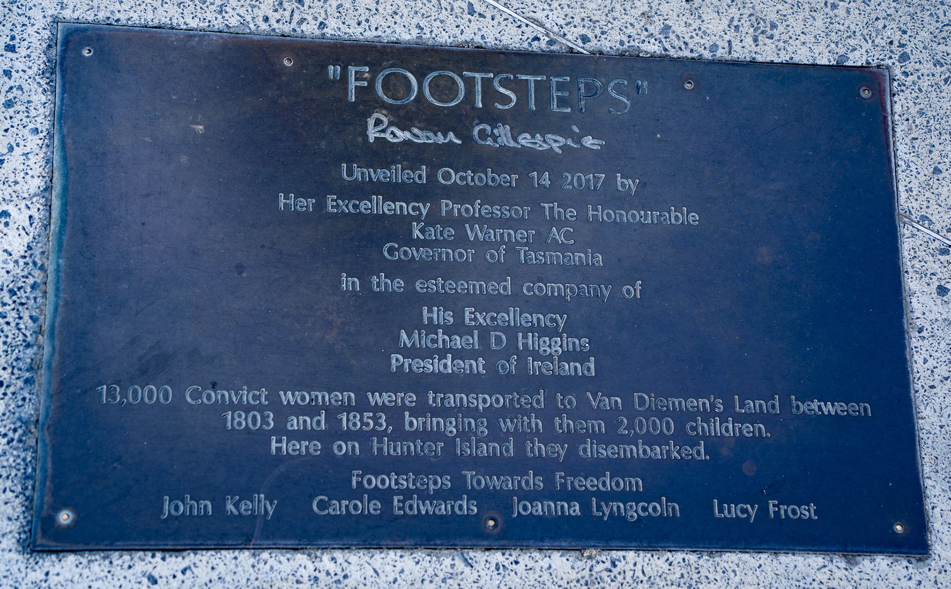 Plaque for Footsteps sculptures