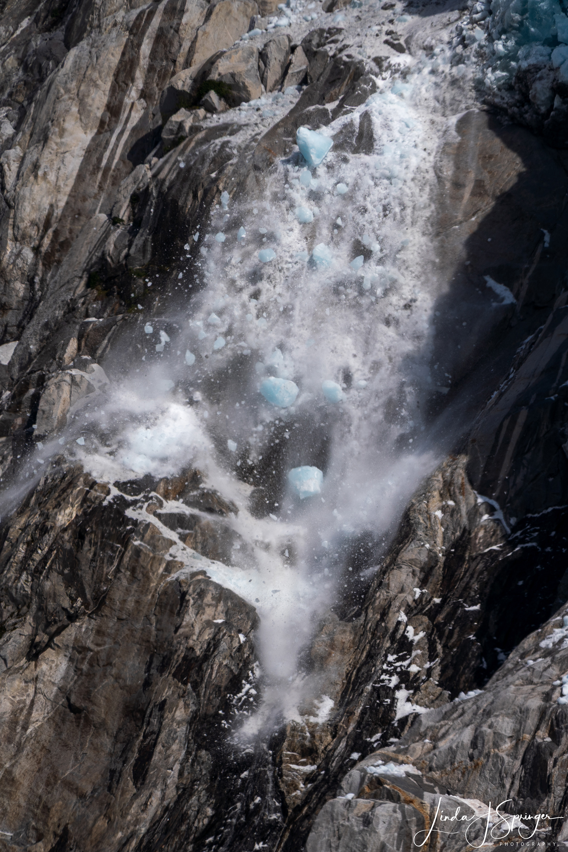 Ice calving off the glacier