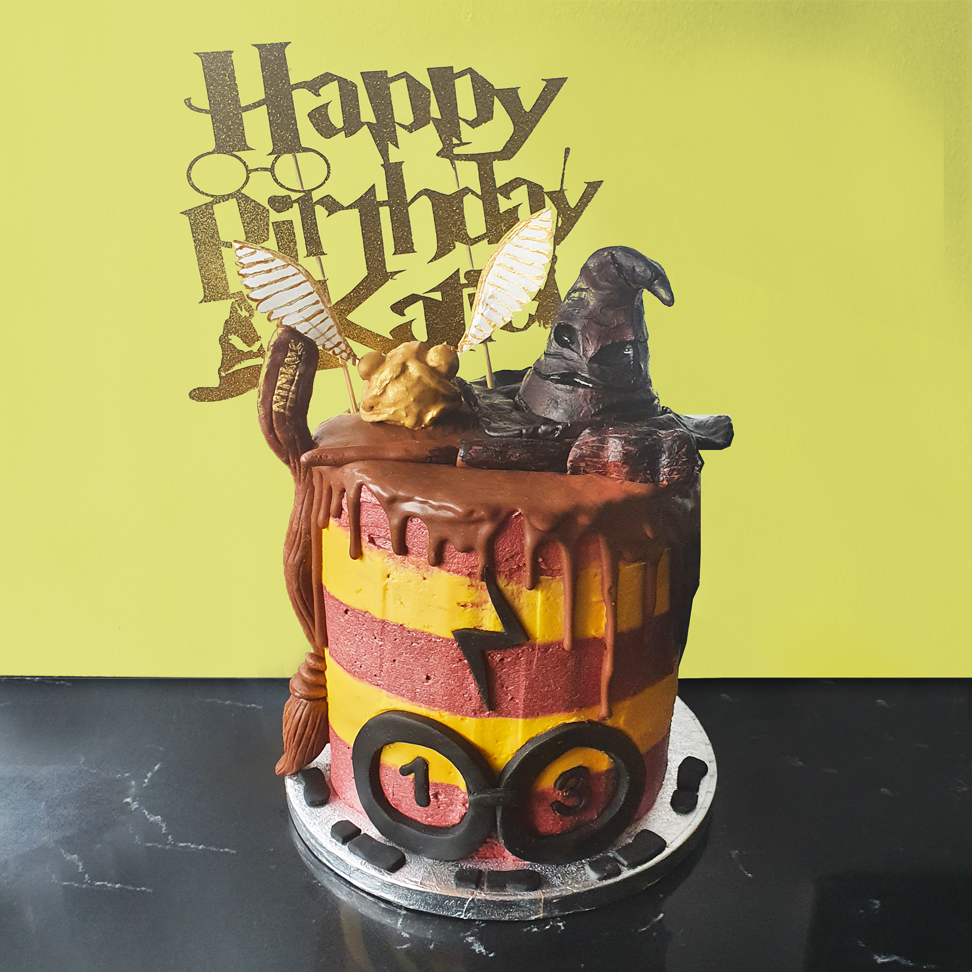 Harry Potter Buttercream Stripe Chocolate Birthday Cake