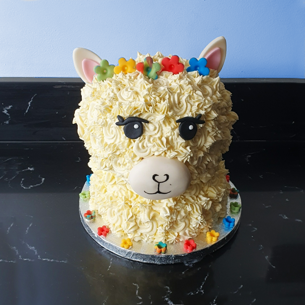 Rainbow Llama Buttercream Swirl Vanilla Birthday Cake