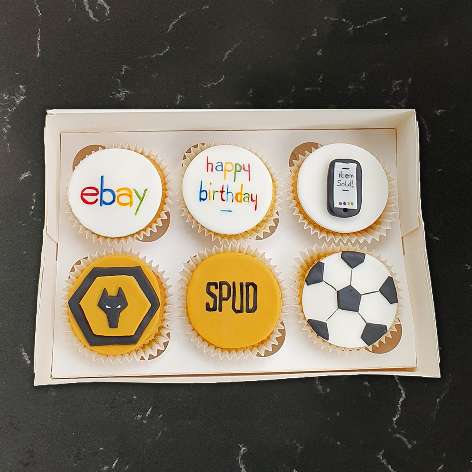 Wolves FC & eBay Vanilla Sugar paste Model Birthday Cupcakes