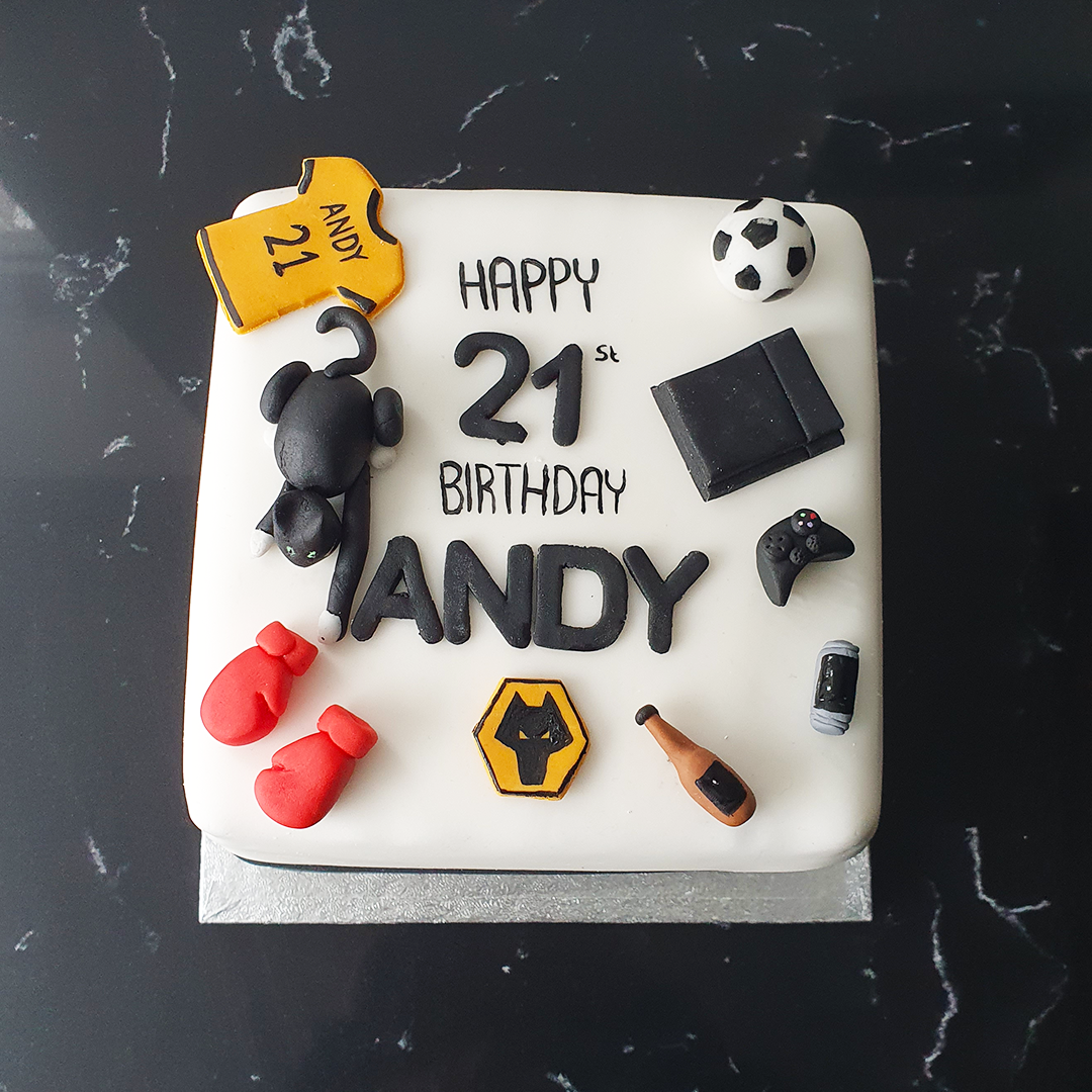 21st Personalised Interests Vanilla Birthday Cake