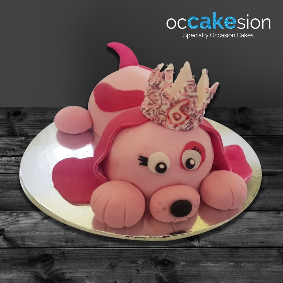 Pink Puppy Dog Vanilla Birthday Cake