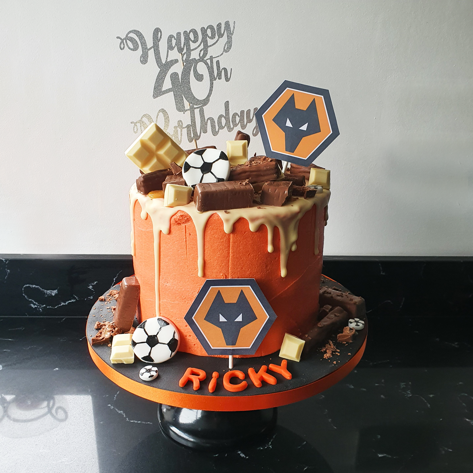 Wolves FC Orange Drip Birthday Cake