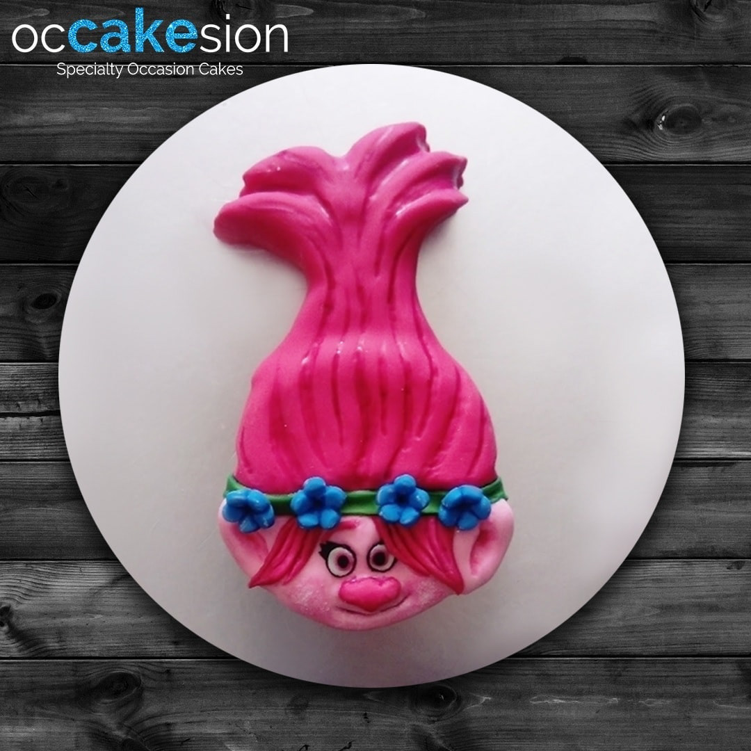 Trolls Poppy Shaped Vanilla Birthday Cake