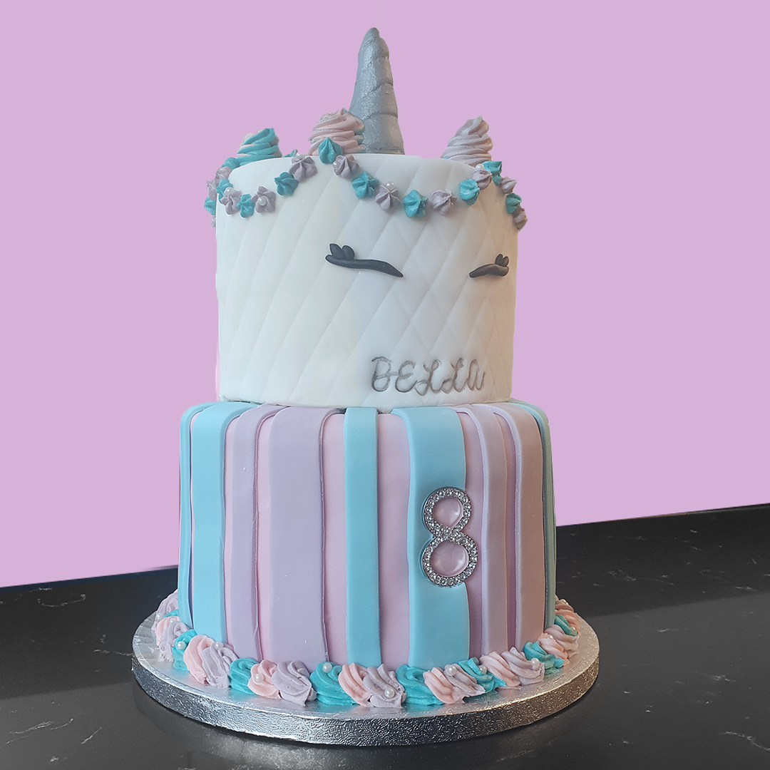 Pastel Unicorn Two Tier Vanilla Birthday Cake