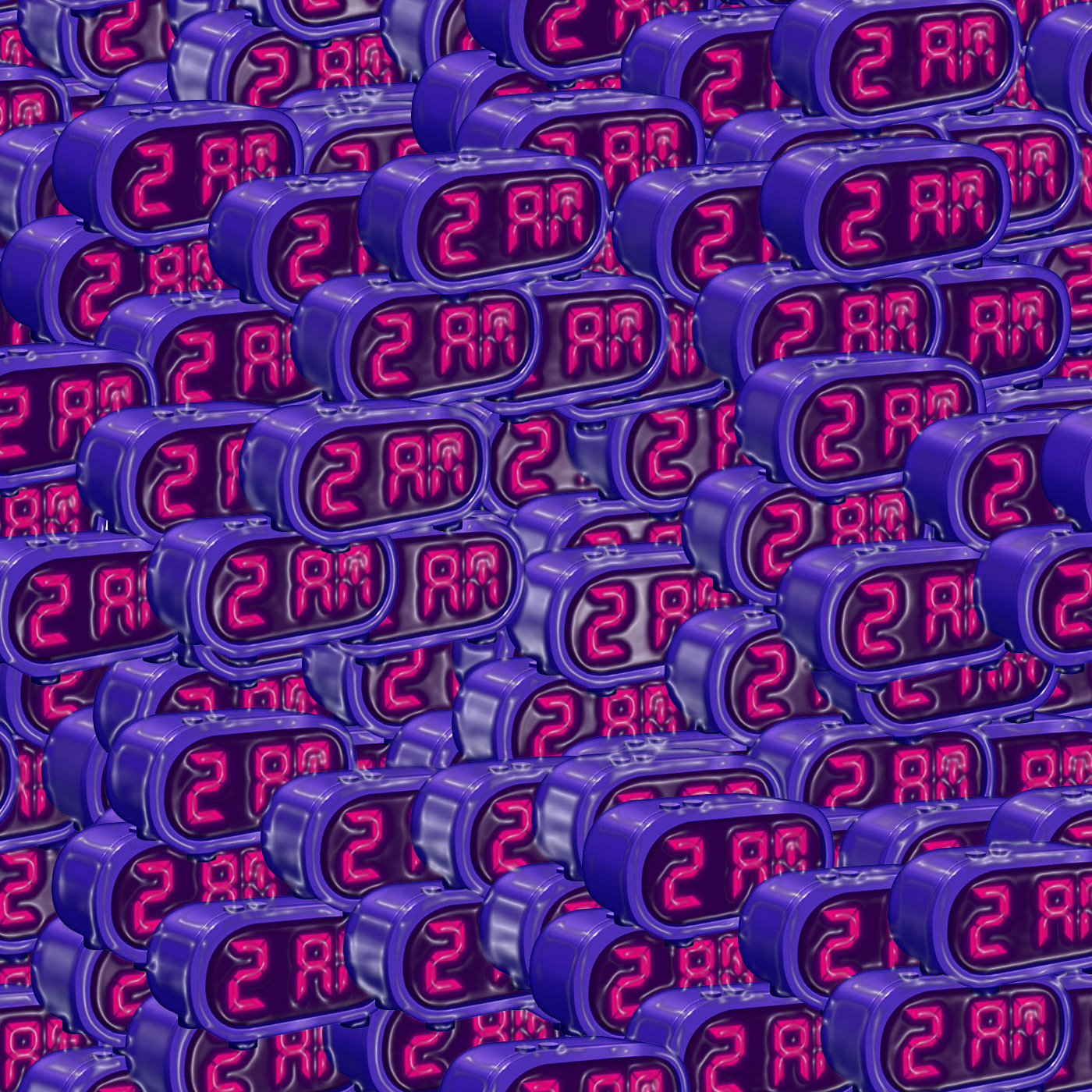 The cover art for my single, "2 A.M." The primary clock in this image is a stock photo, and the rest of the effects were done in Photoshop.