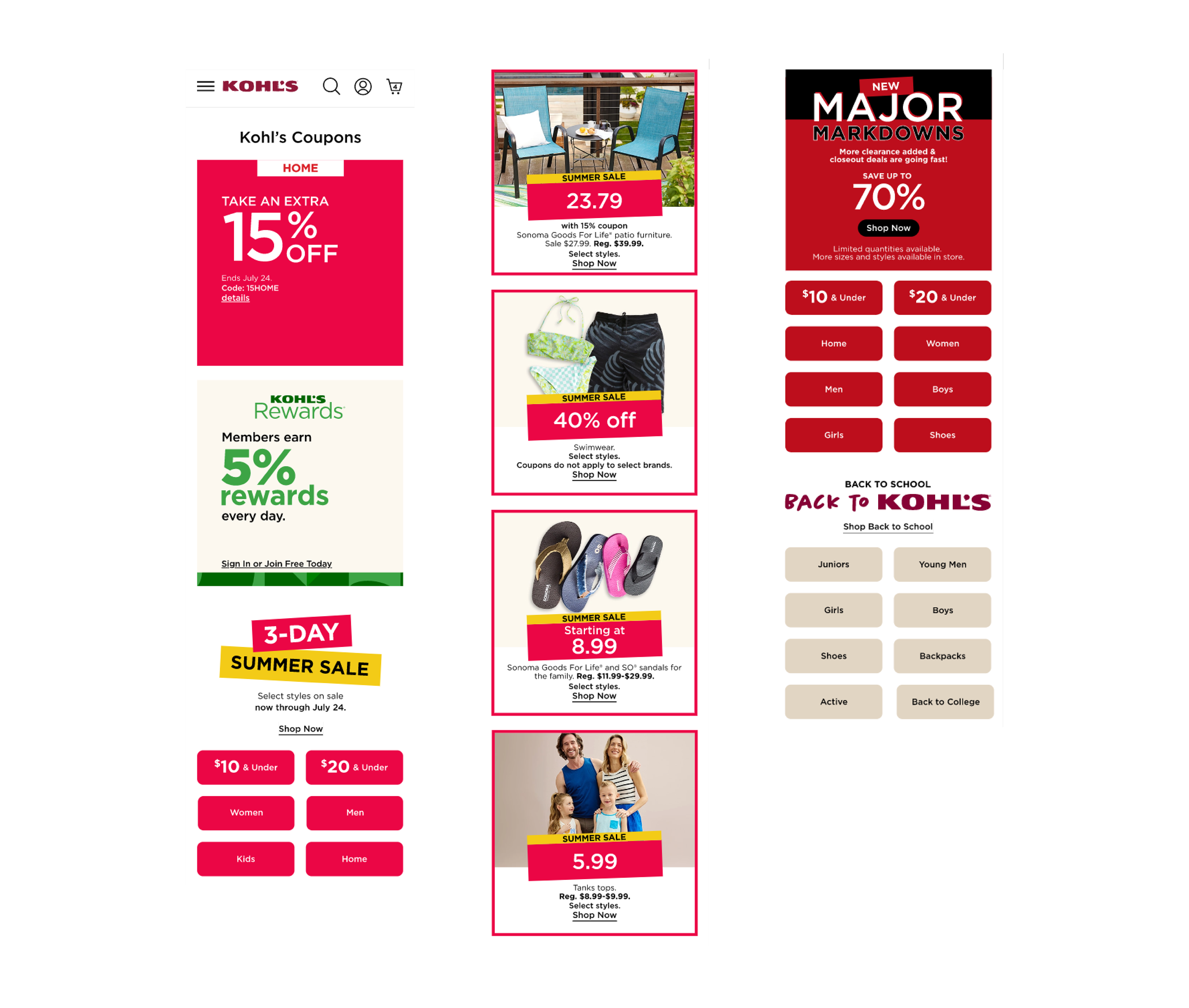Elements and layouts designed for Kohls.com