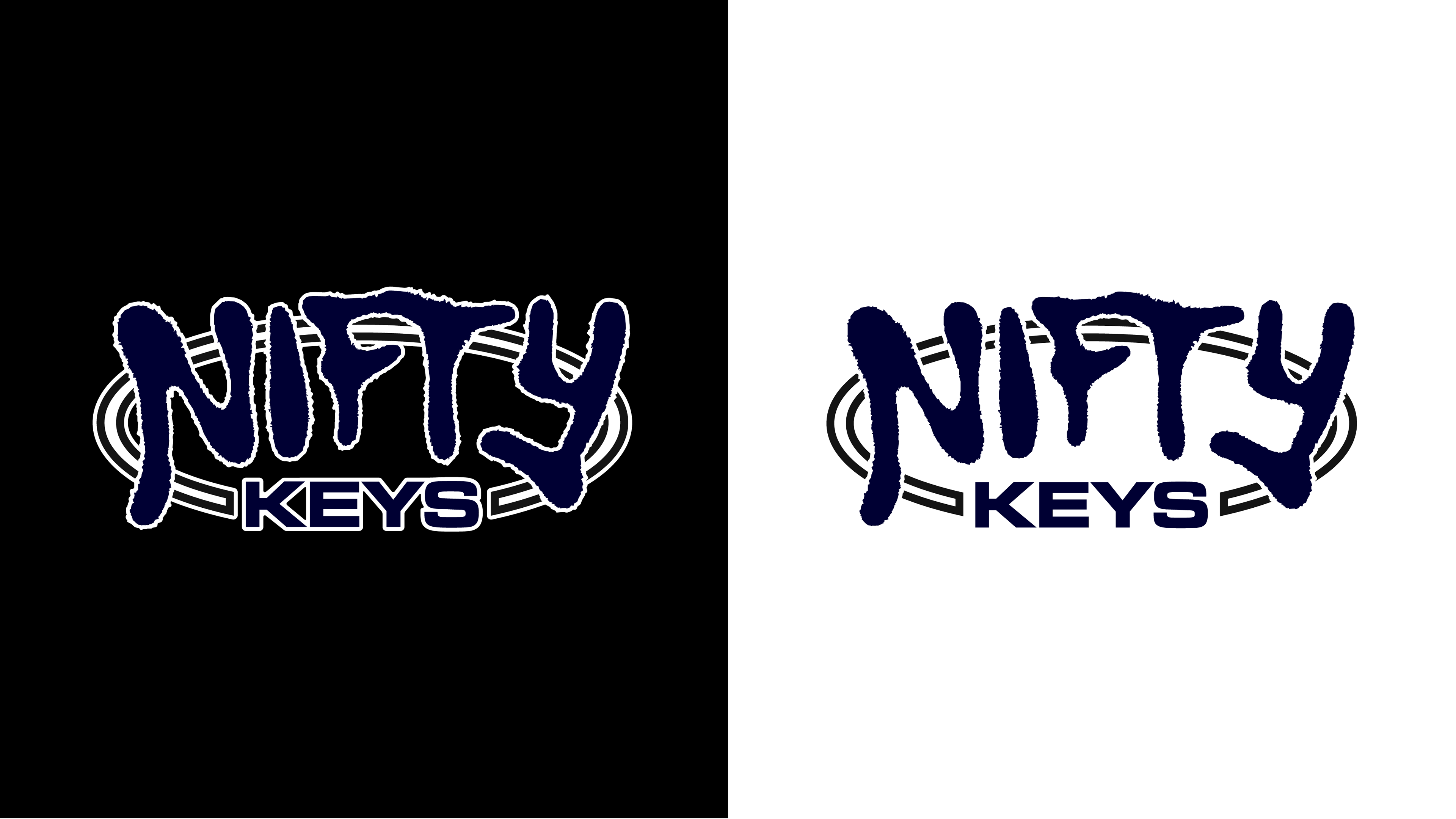 The final logo design, adaptable in both positive and negative versions, capturing Nifty's essence with versatility and impact.