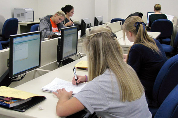 Patricia Surratt's students busy doing their homework