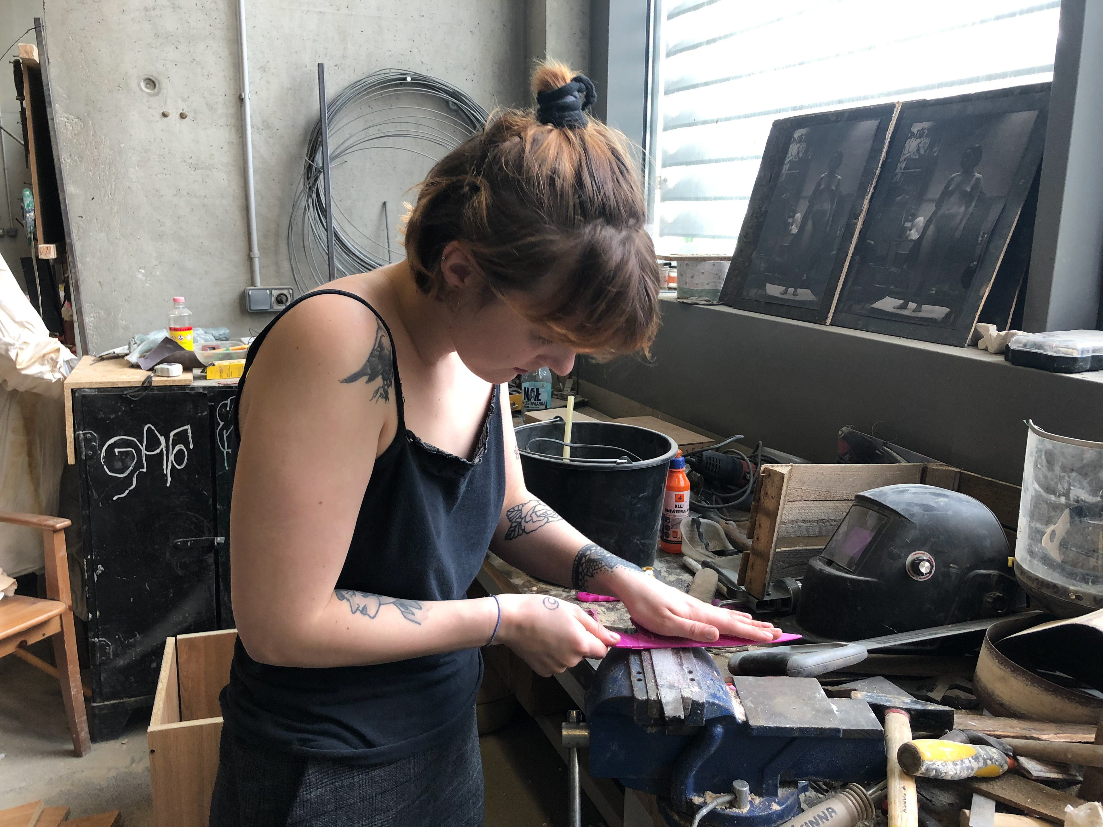 Stefka working on a form for a movie