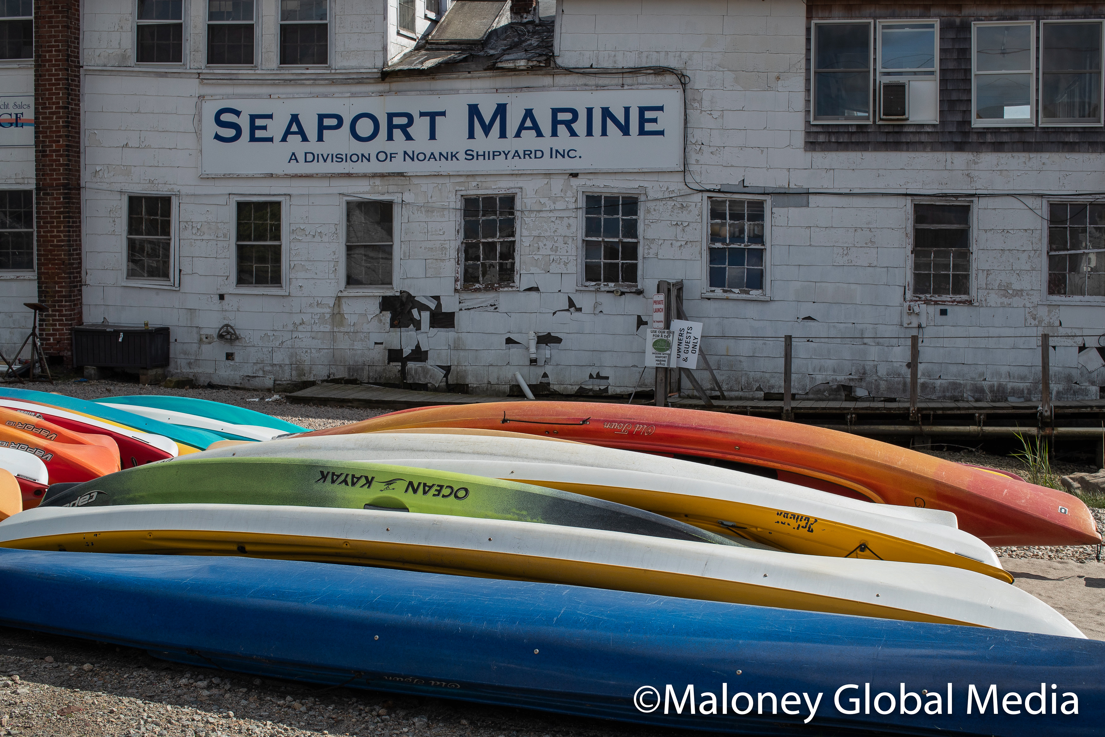 Colorful boats for rent, Mystic, CT.