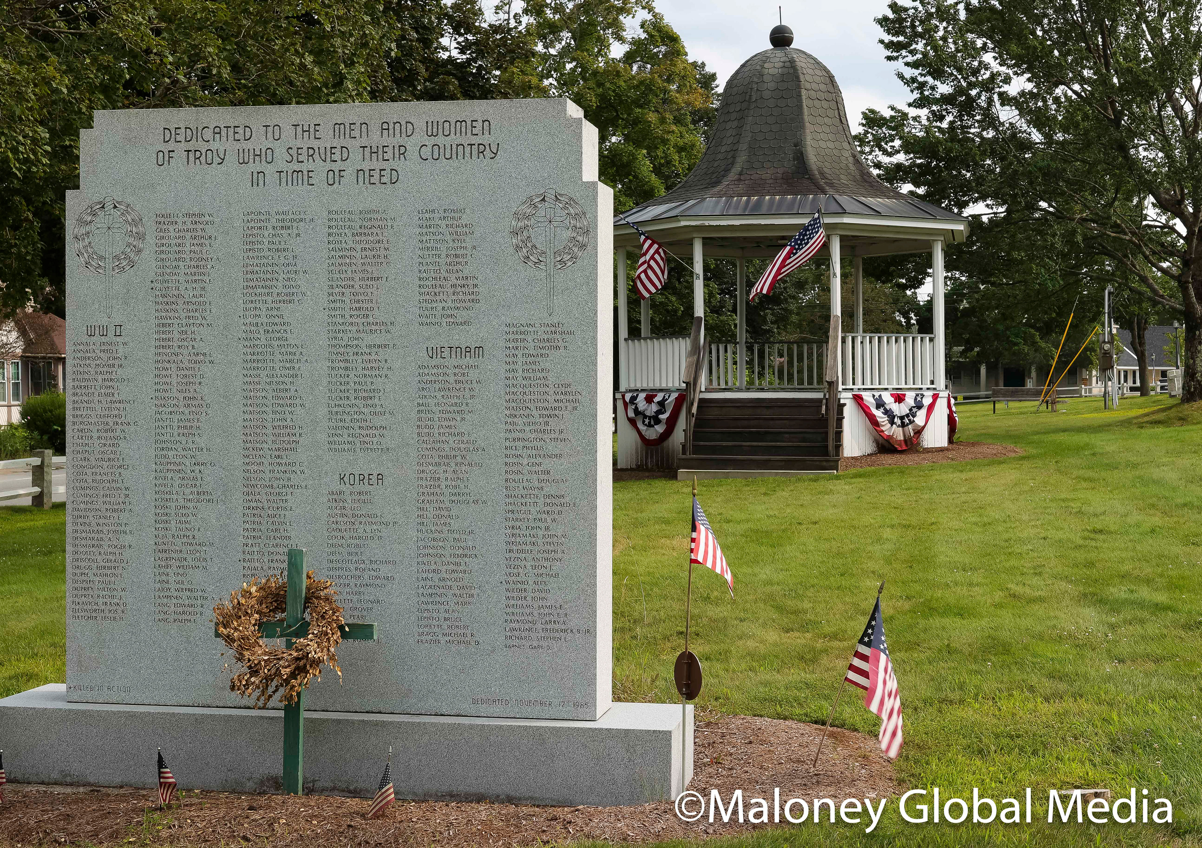 Gazebo and monument, Troy, NH