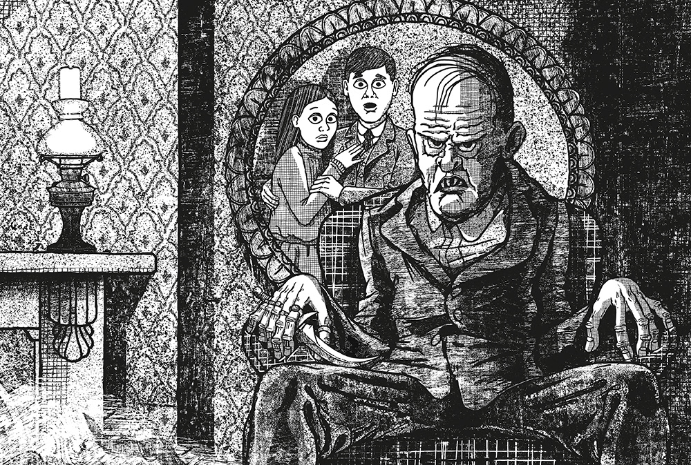 Detail of book jacket illustration for The Ghost of Bobby