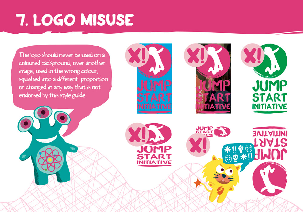 Jump Start brand style guide Logo Use page