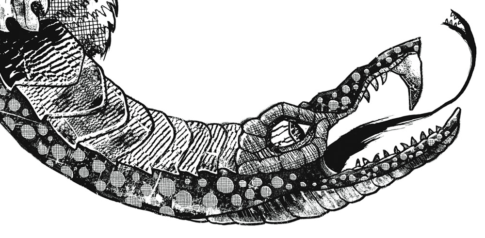 Detail of the serpant head of the Chimera