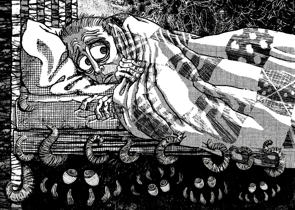 Halloween illustration: Sleep tight Mr Cringe