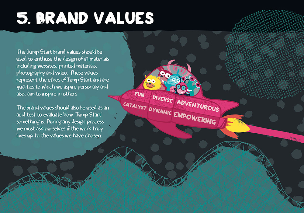 Jump Start brand style guide Values page