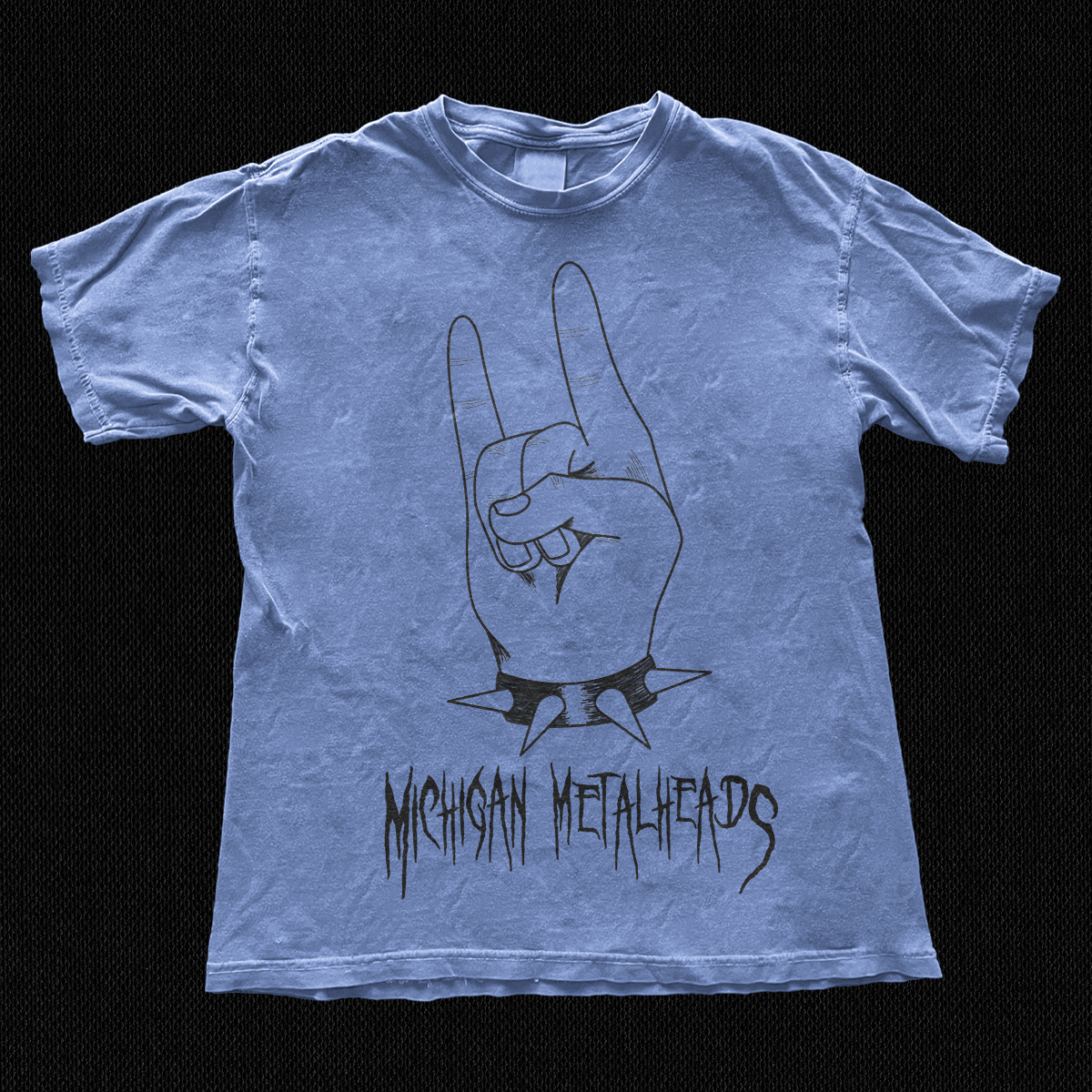 a shirt with the logotype and "rock on" drawing on it