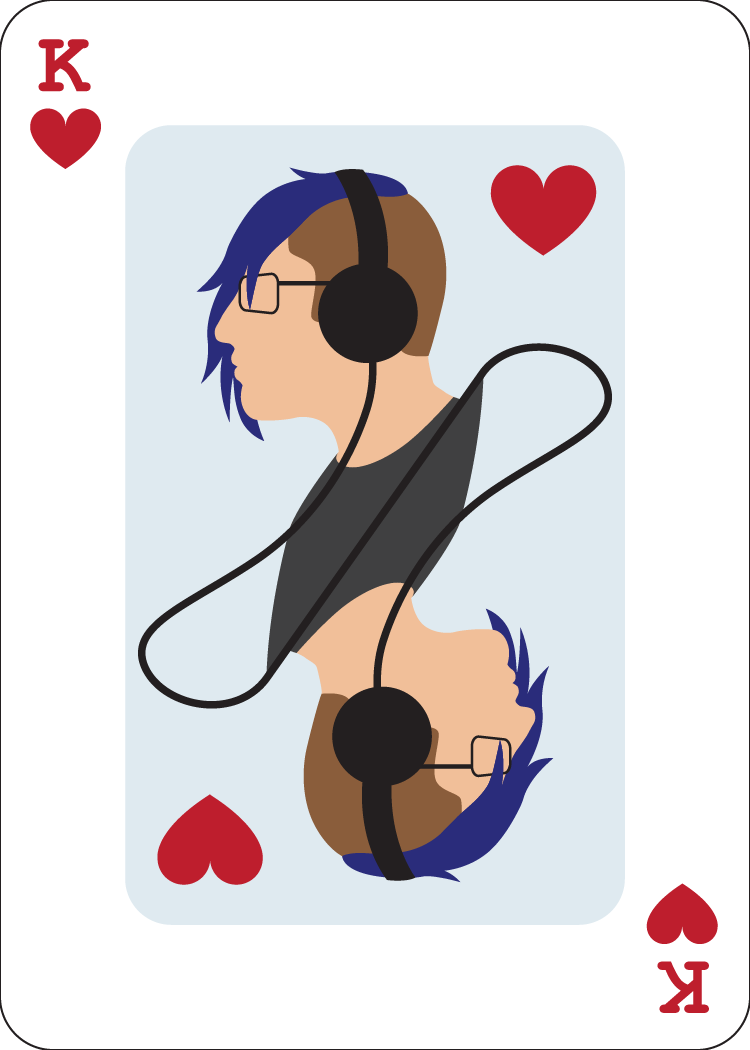 king of hearts - christopher wearing headphones