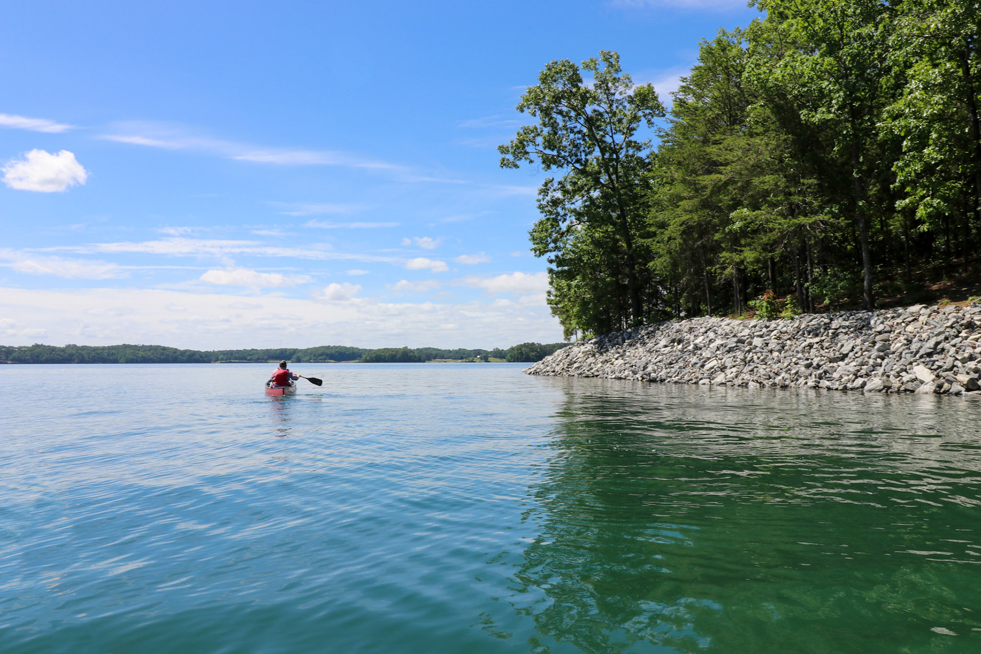 A canoeist on Lake Lanier