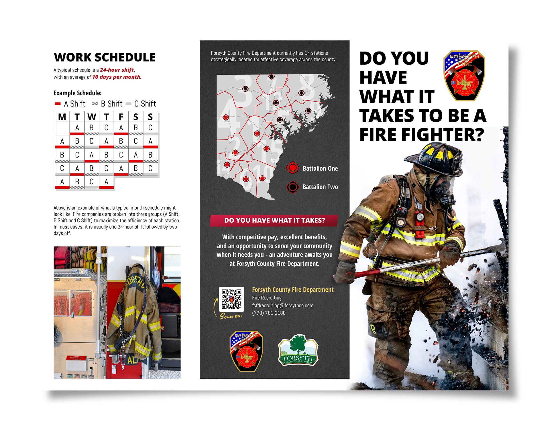 Recruitment brochure for Forsyth County Fire Department