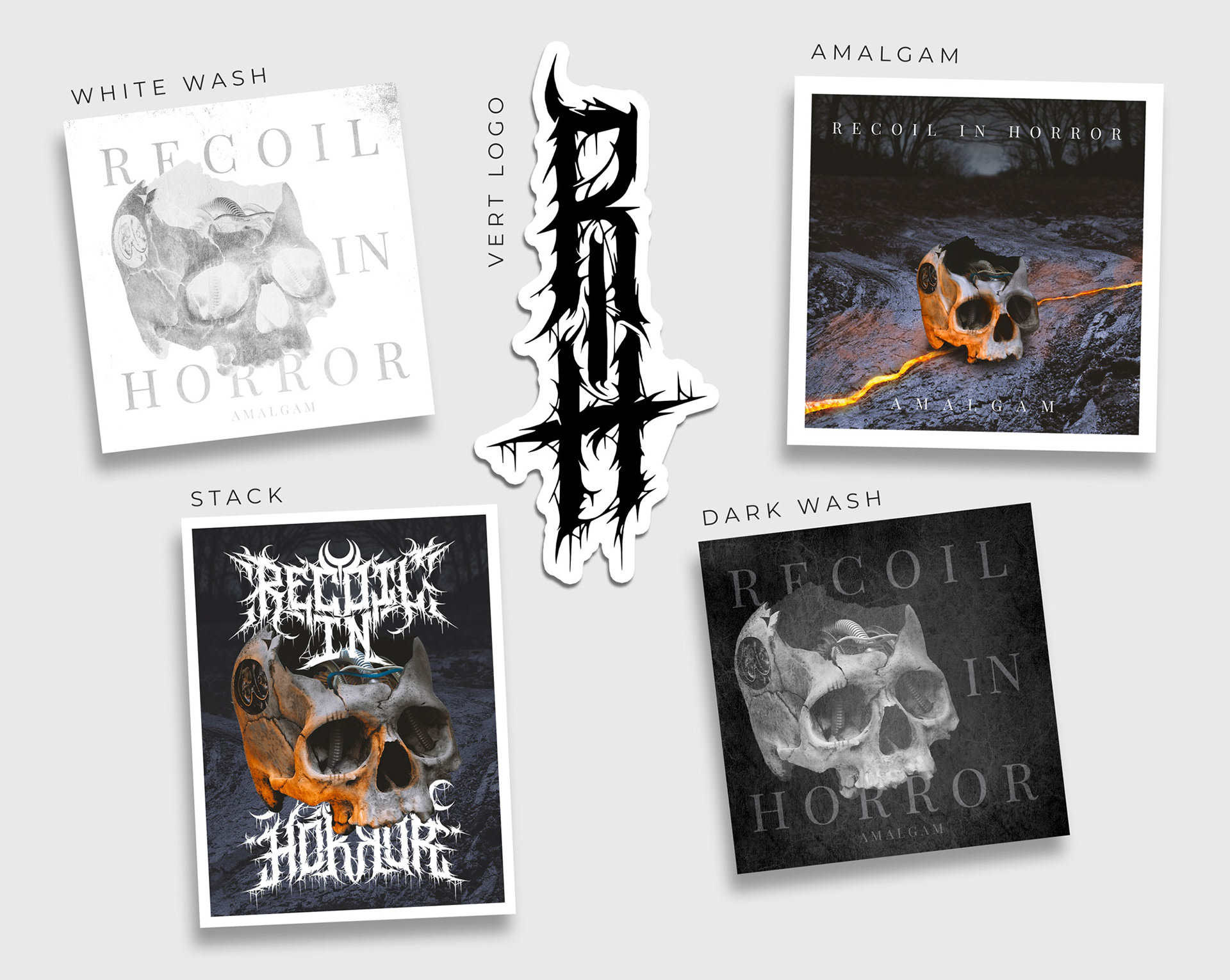 Sticker designs for Recoil in Horror death metal band