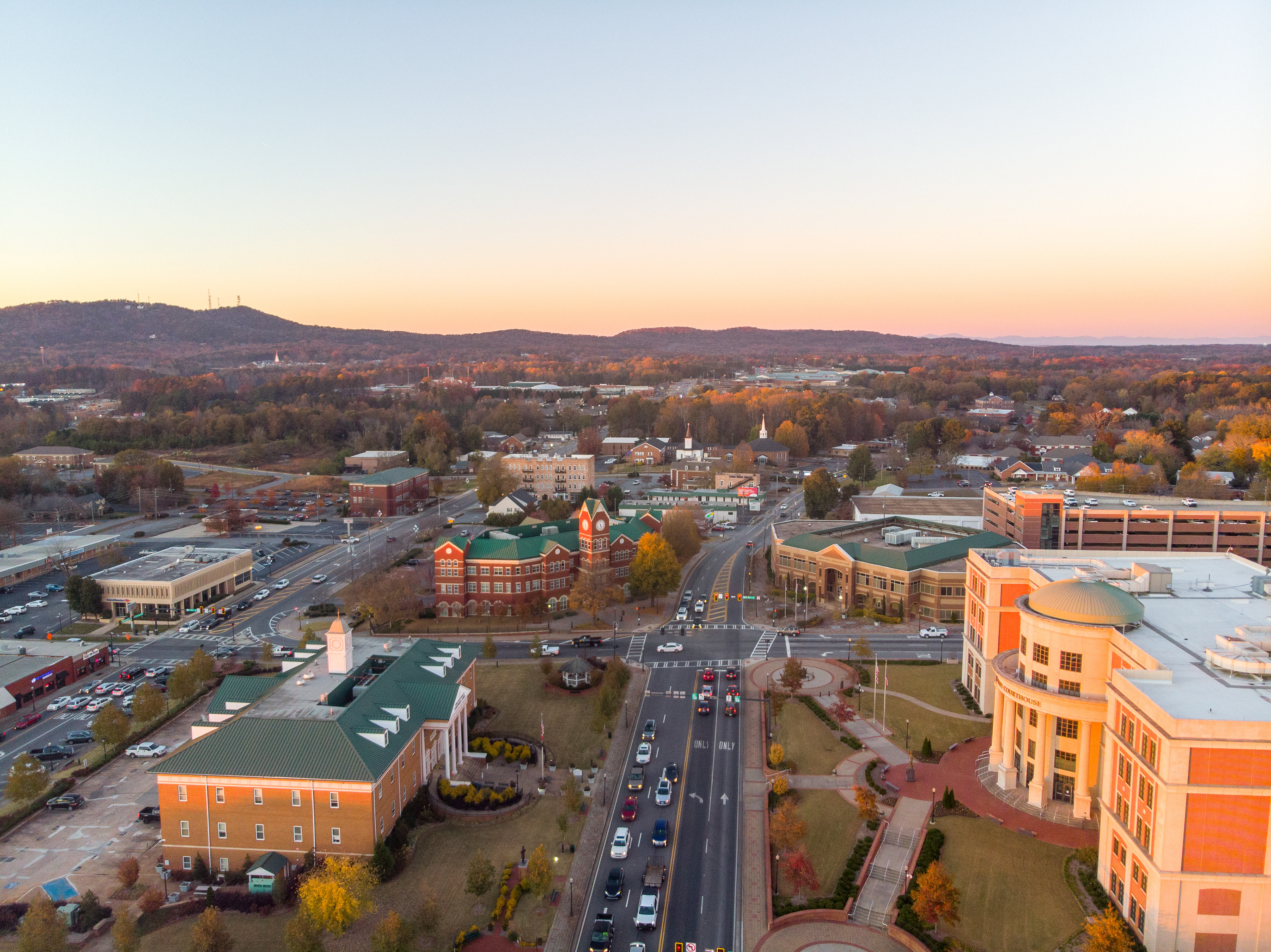 Looking at downtown Cumming, Georgia via DJI Mavic Air drone