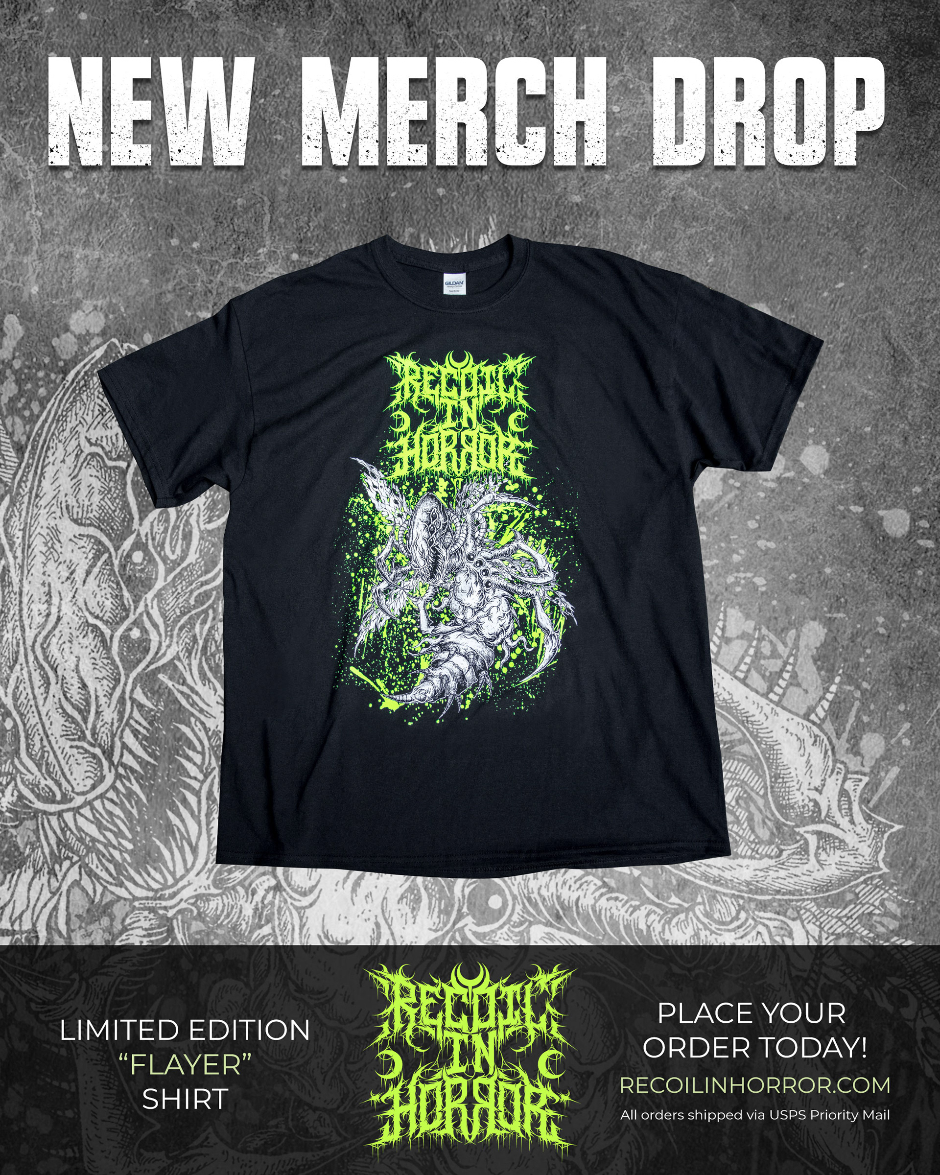 Social media graphic to promote merch for death metal band