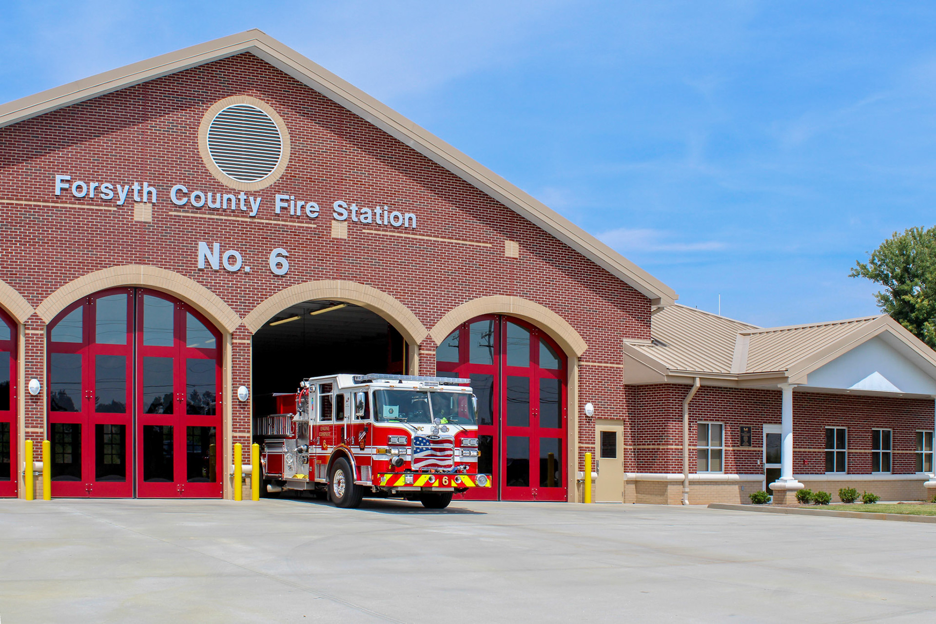Apparatus emerging from Fire Station #6