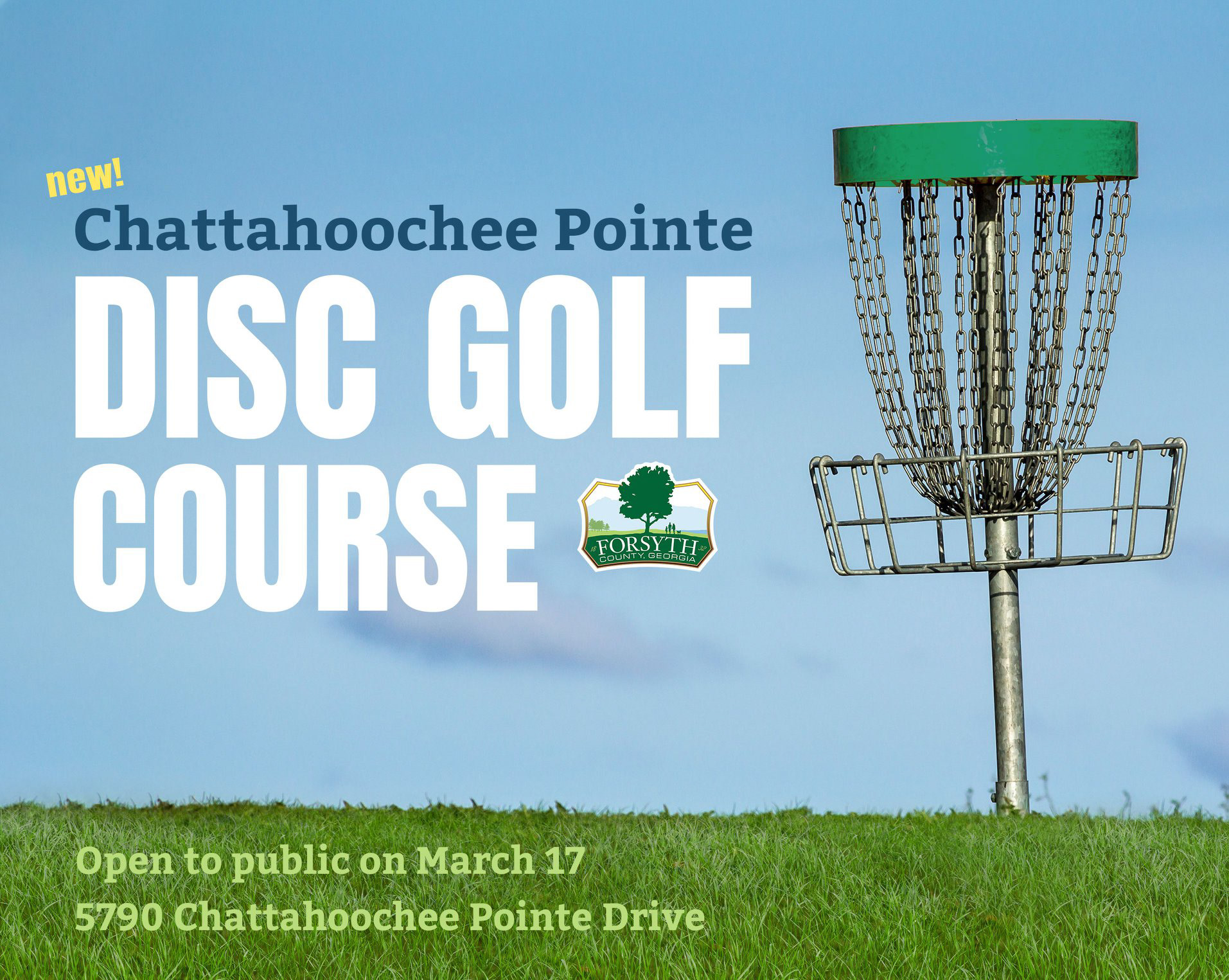 Social media announcement for new disc golf course