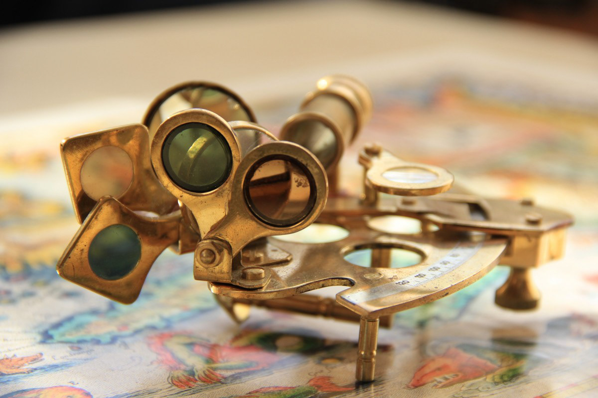 A sextant is a doubly reflecting navigation instrument that measures the angular distance between two visible objects. The primary use of a sextant is to measure the angle between an astronomical object and the horizon for the purposes of celestial navigation