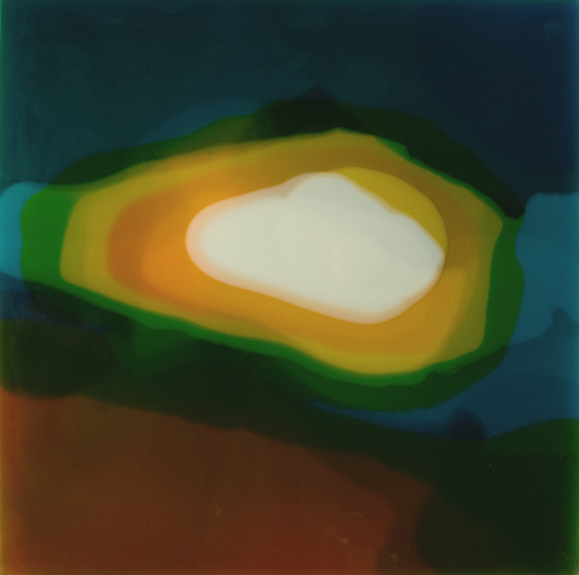 The surface of the deep 9-25, 2025, Resin and pigments on wood panel, 50.0cmx50.0cm