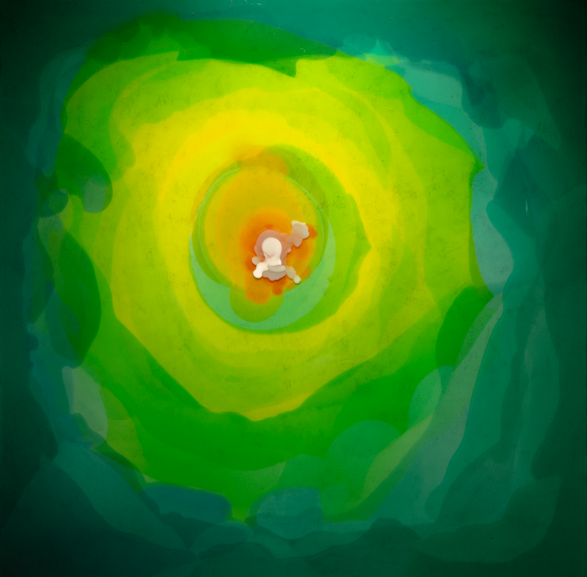 The surface of the deep 14-25, 2025, Resin and pigments on wood panel, 50.0cmx50.0cm