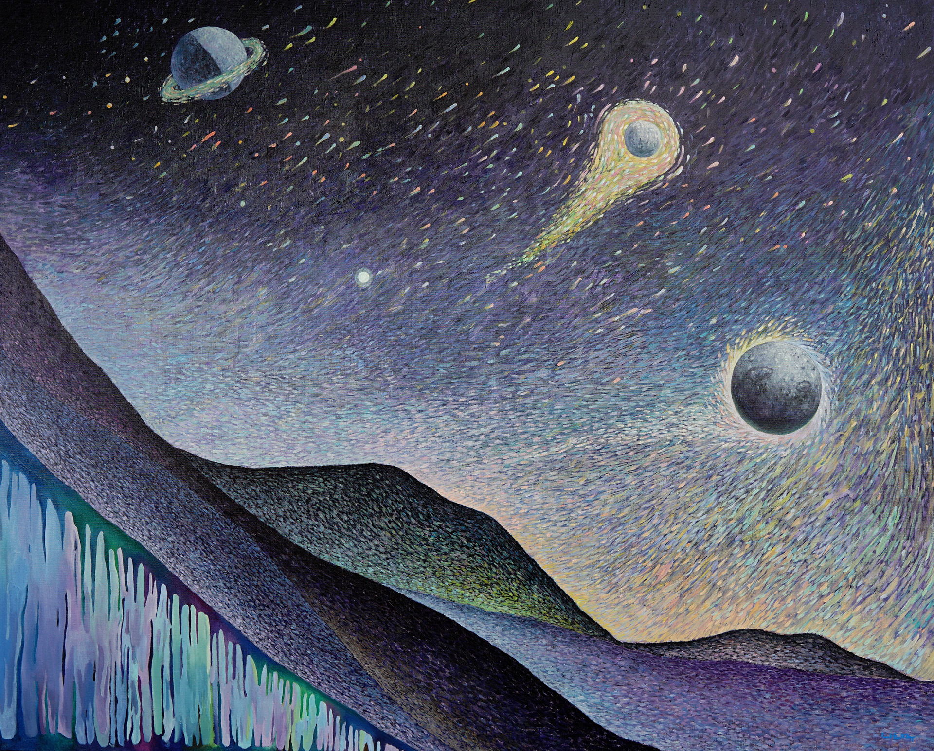 GRAVITY(meteor shower), 2021, Oil on canvas, 130.3cm x 162.2cm