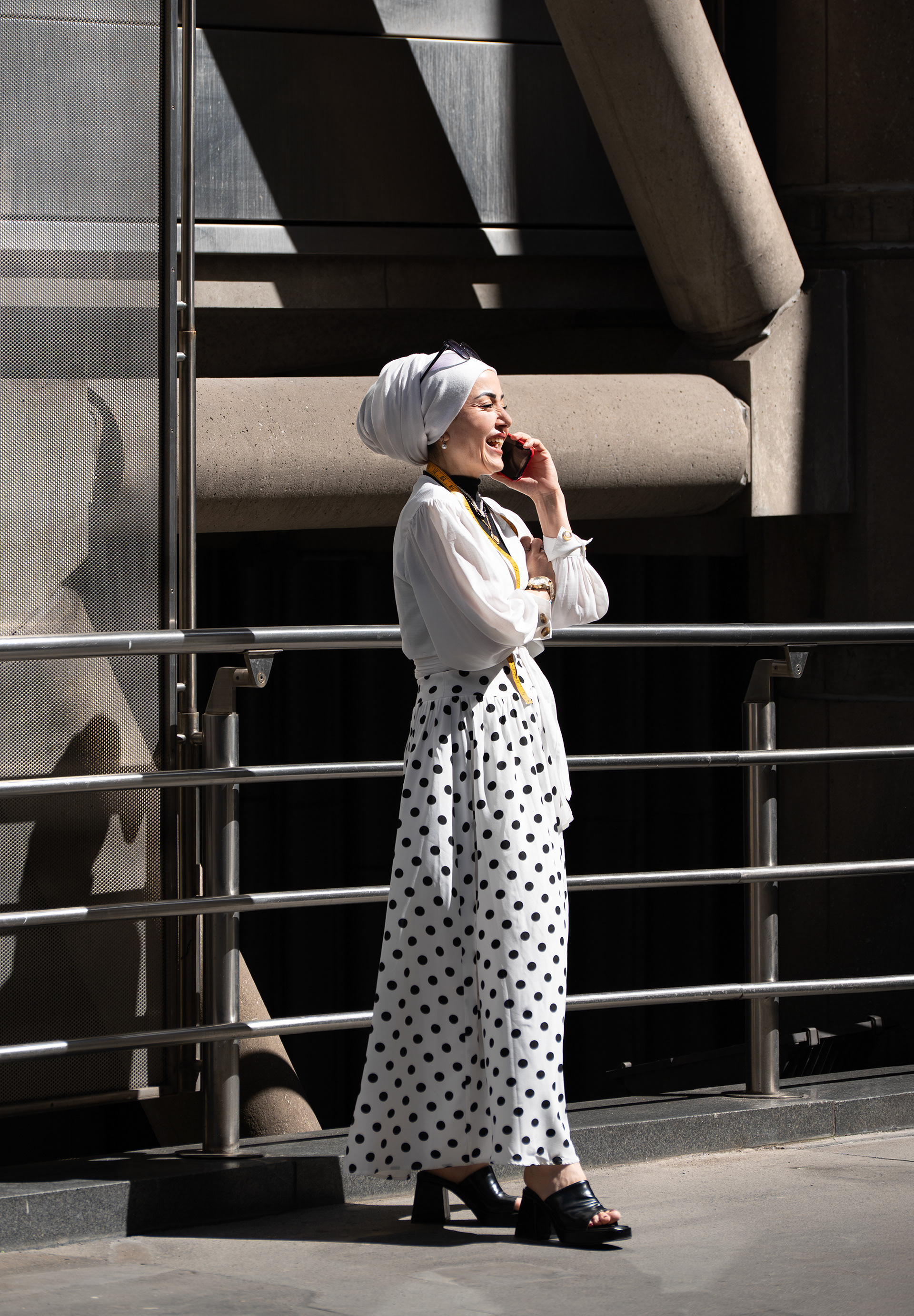 Seamstress outside Lloyds