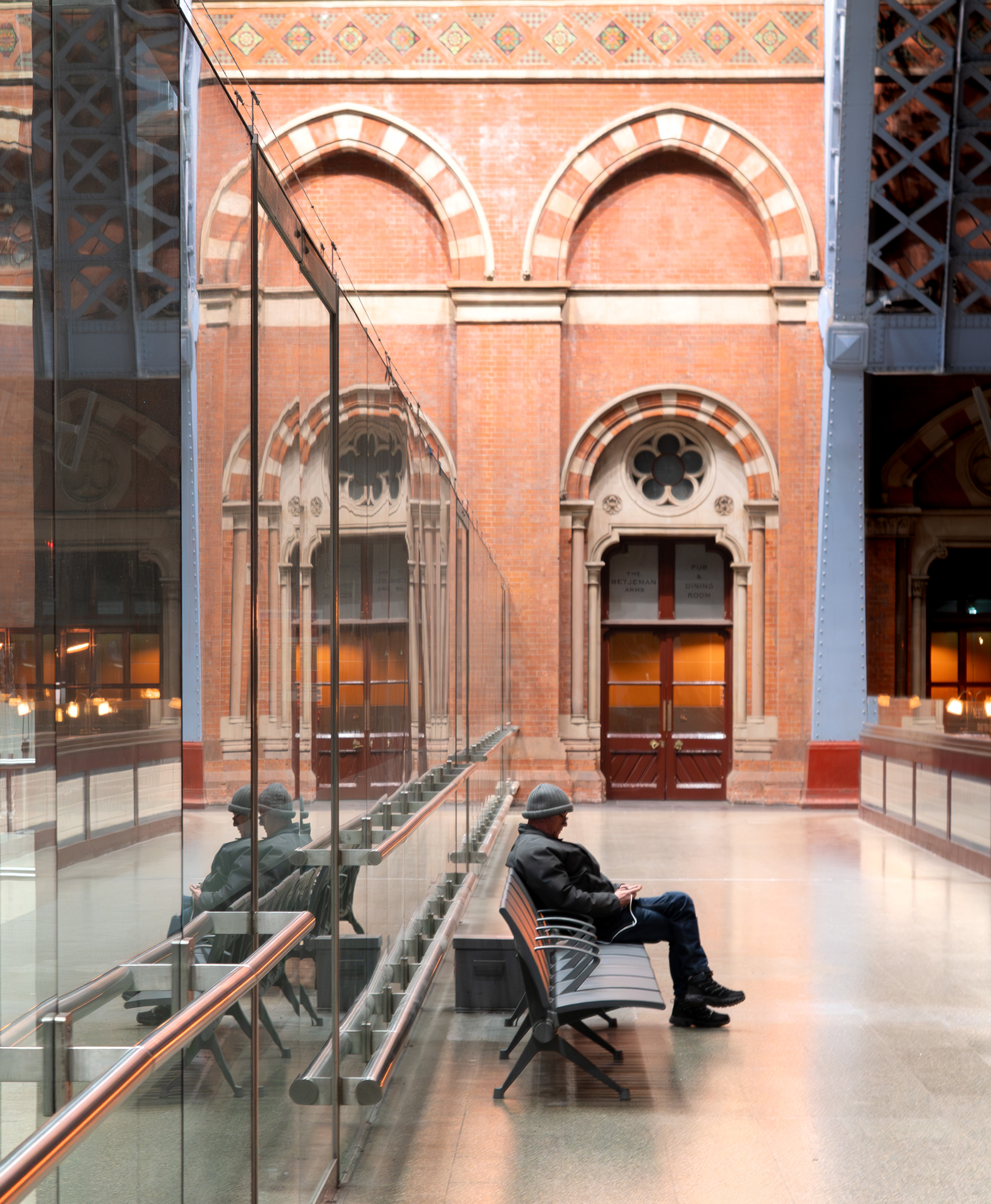 Watch-cap man, St Pancras Station