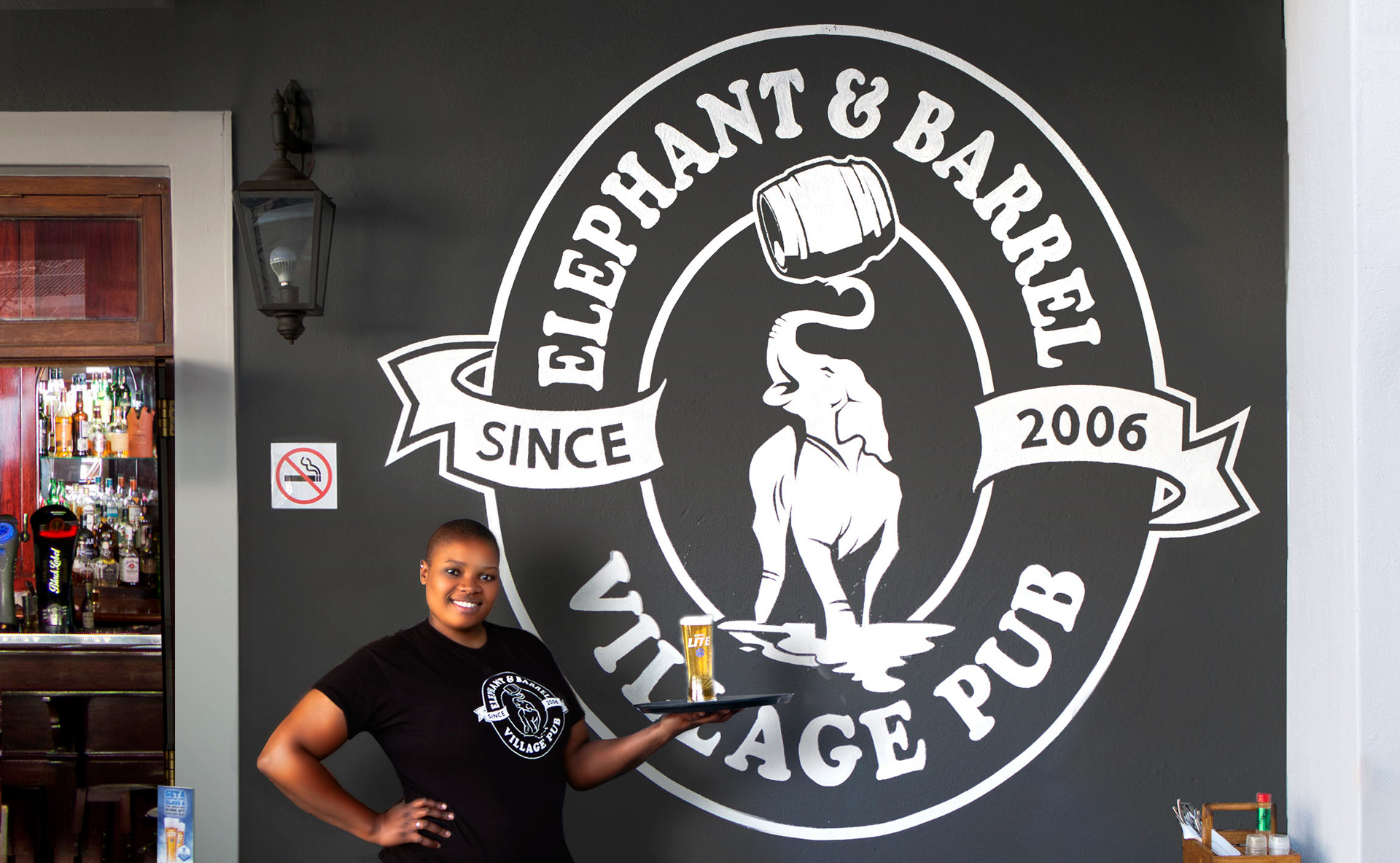 E&B VILLAGE PUB, Franschhoek, South-Africa, PVA-paint on plaster.