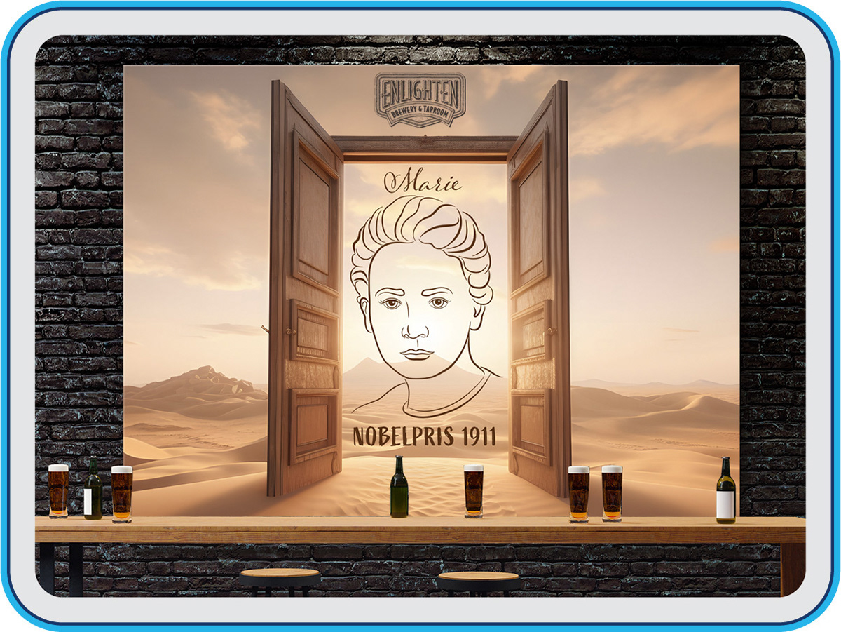 Fun wall graphic for "Enlighten Brewery" concept restaurant
