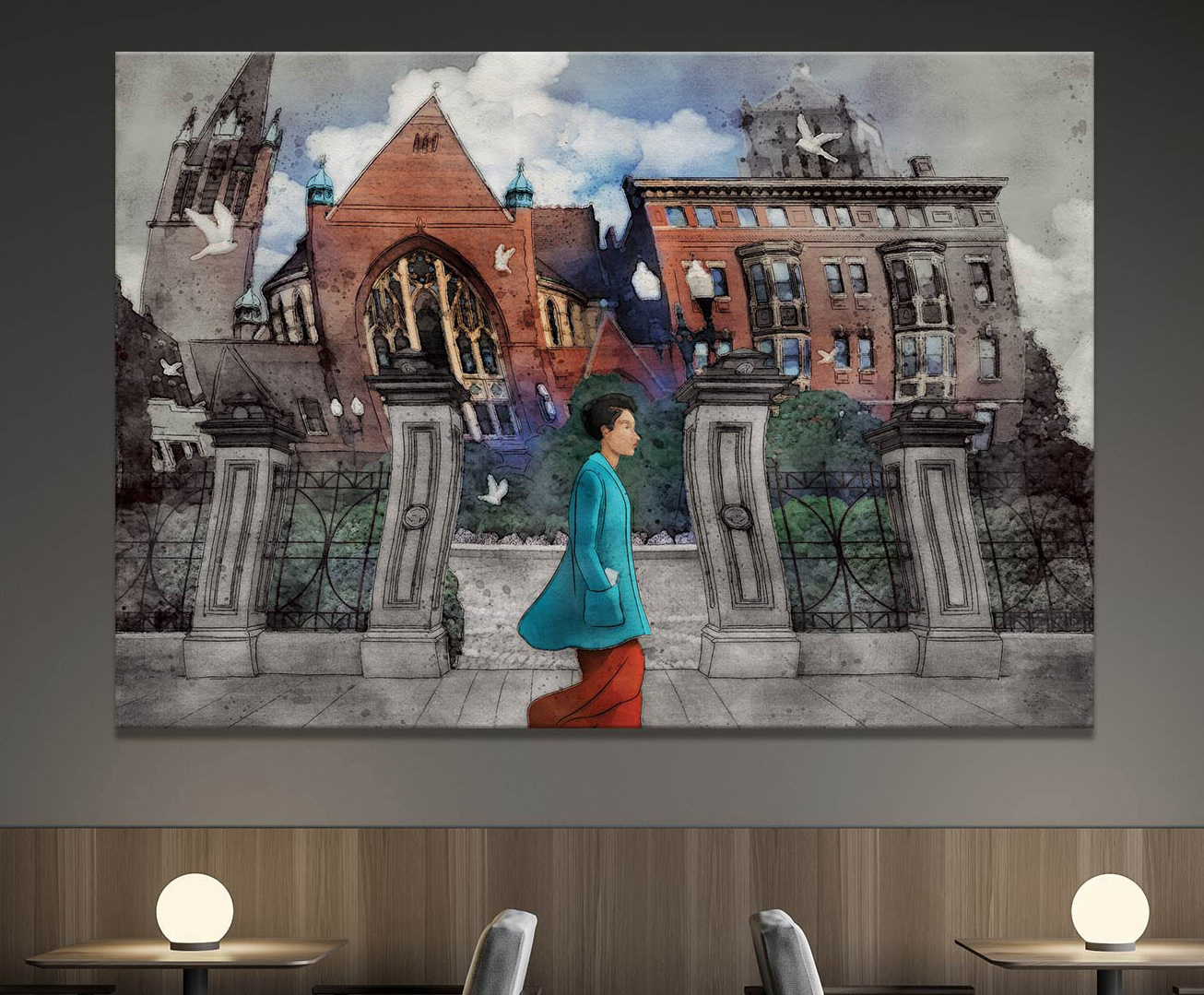 Muted color variation of "A Solitary Stroll Past Washington Park" (OTR Cincinnati)