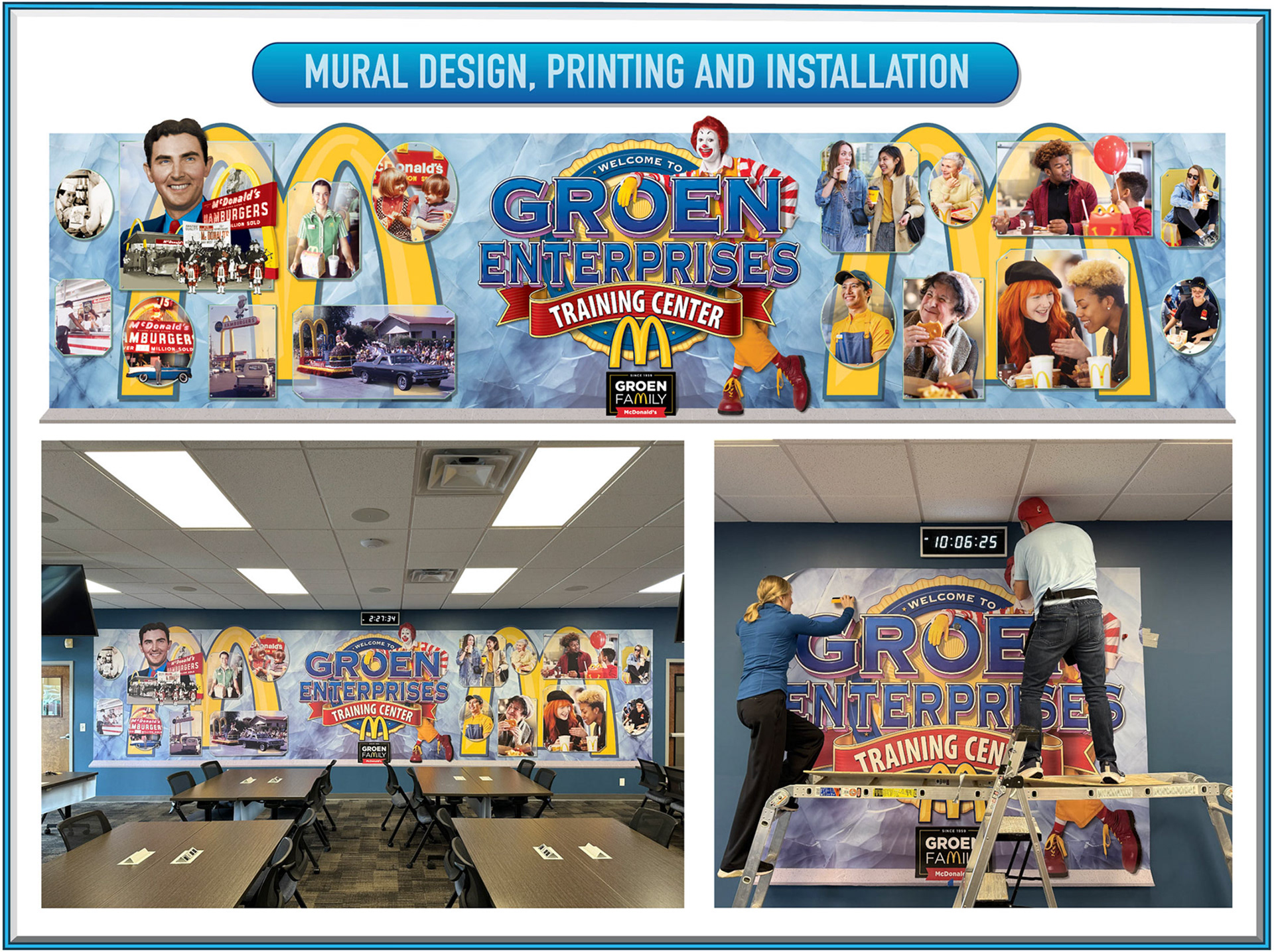 Installing a 9 x 32 foot mural