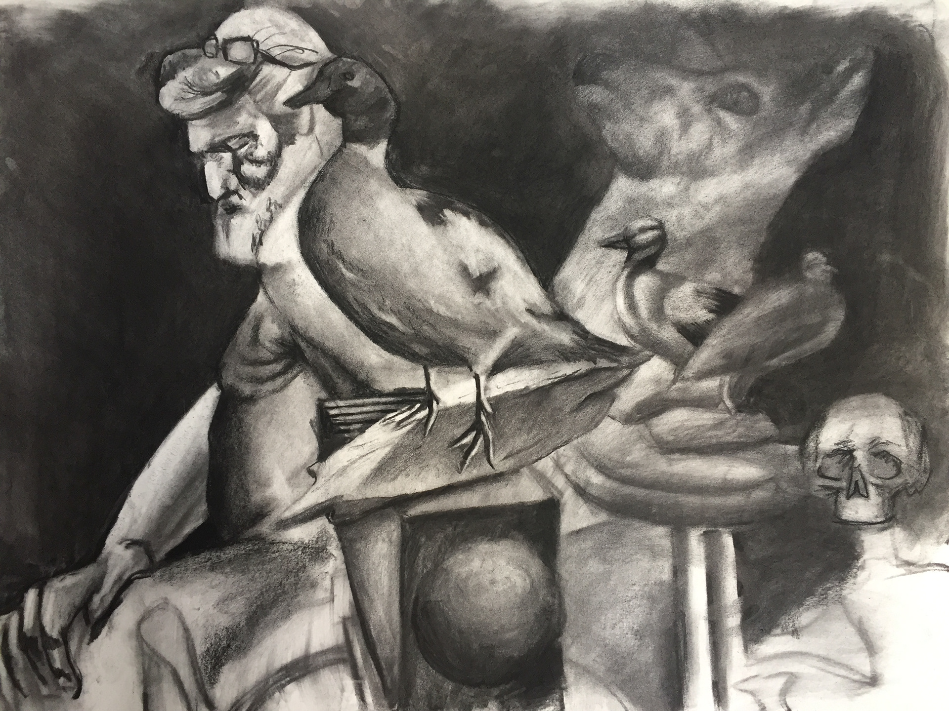 "Animals and Man" Charcoal