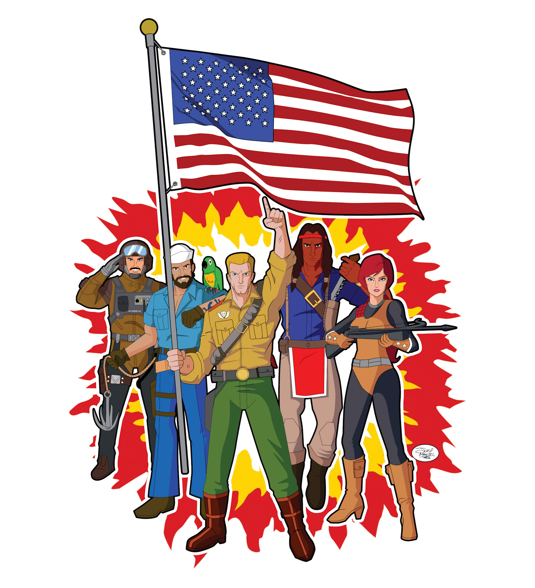 Design inspired by G.I. Joe. Drawn in Procreate and completed in Affinity Designer.