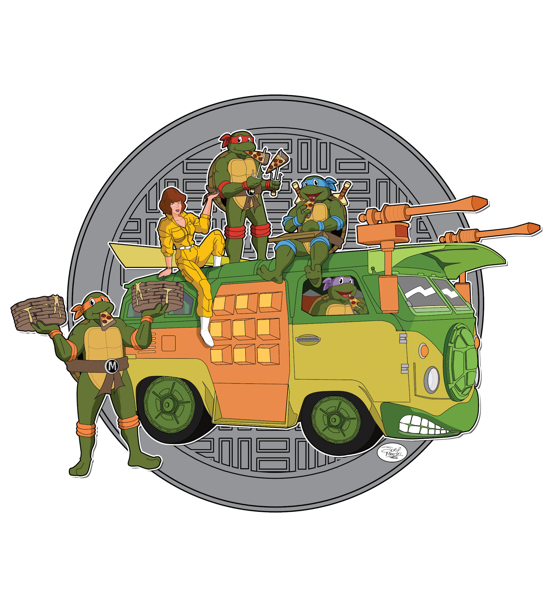 Design inspired by Teenage Mutant Ninja Turtles. Drawn in Procreate and completed in Affinity Designer.